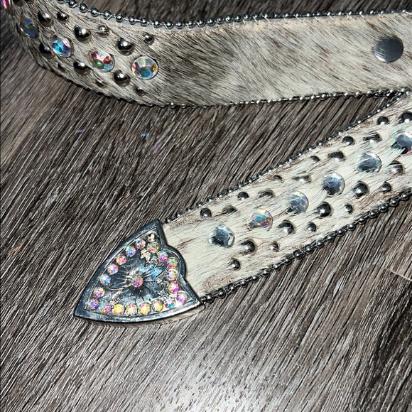 Western Wear Rhinestone Embellished Leather Belt (M?) - Picture 4 of 10